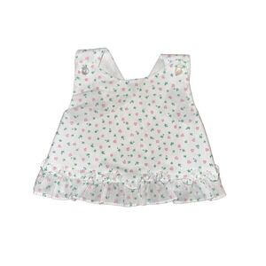 Vintage Babyfair Dress Baby Girl Size 0-6 Months flowers hearts white sundress